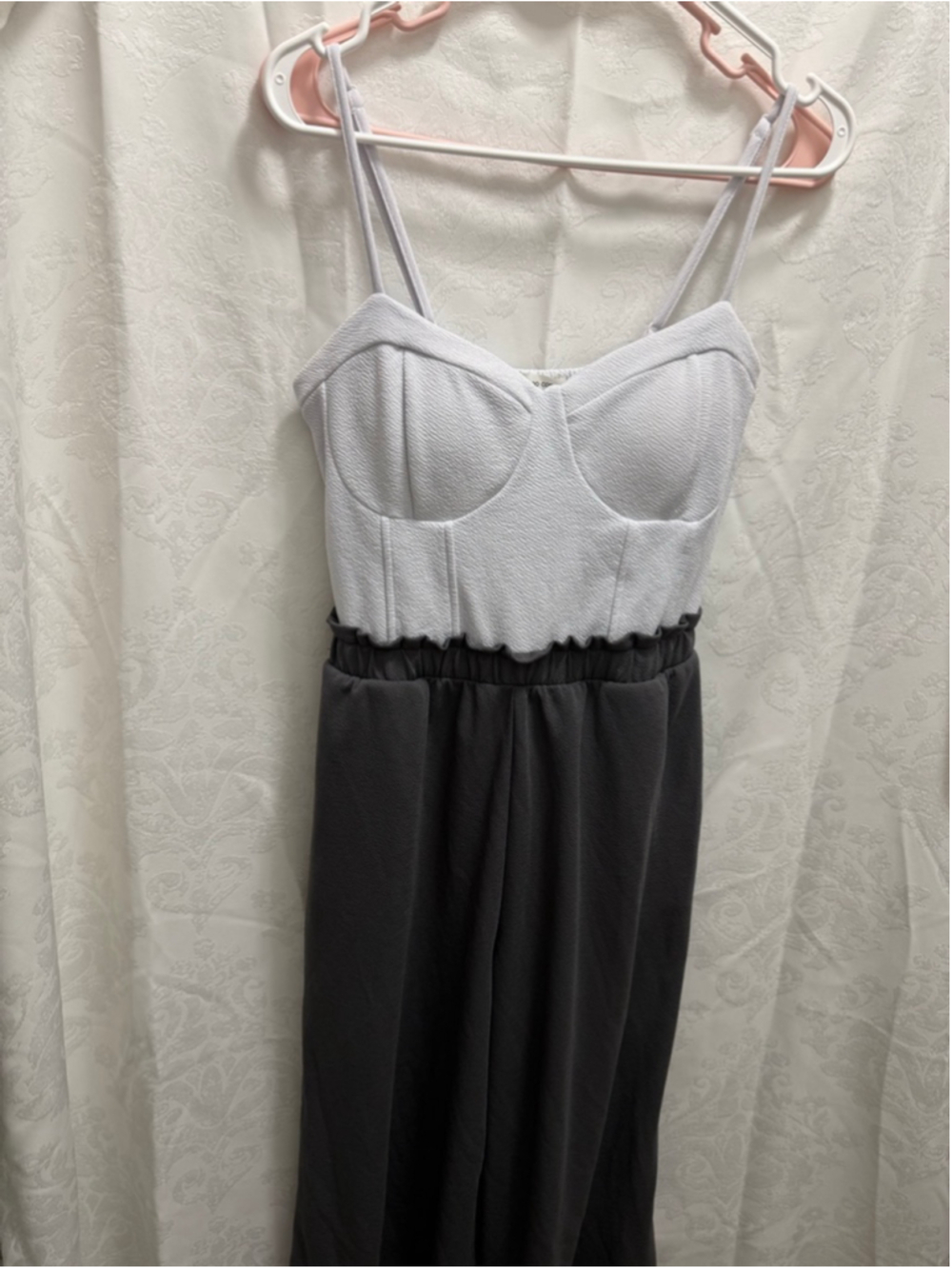 Women's No Comment Gray & White Jumpsuit L